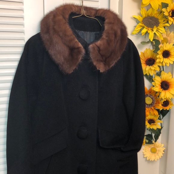 ILGWU Jackets & Blazers - Vintage authentic mink fur collar wool coat ILGWU